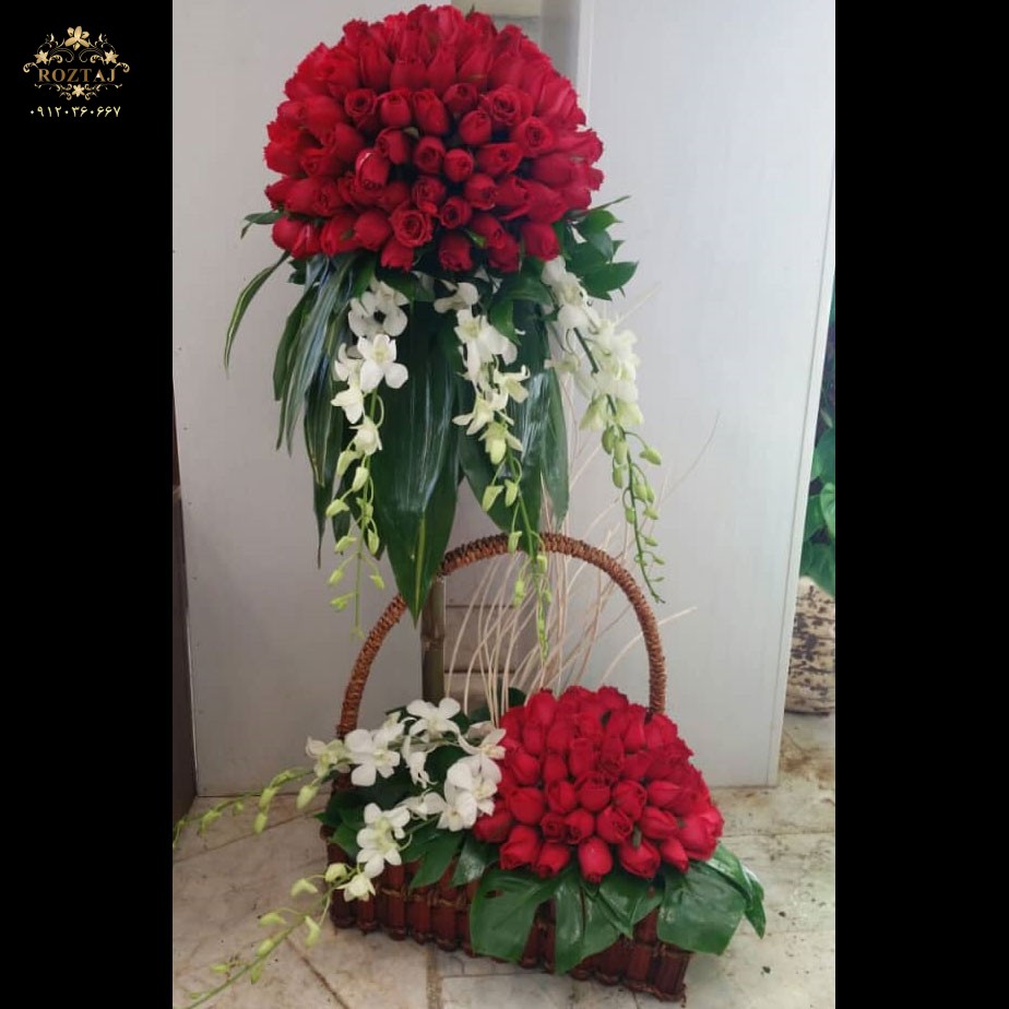 سبد گل خواستگاری دو طبقه رز قرمز